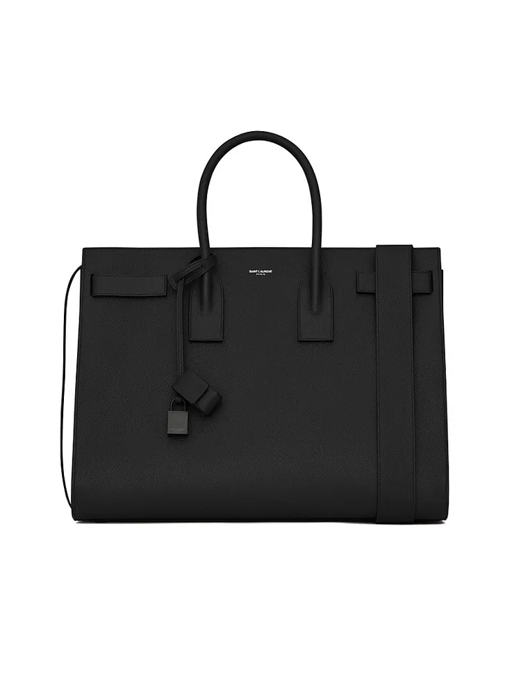 Saint Laurent Sac de Jour Large in Crocodile-Embossed Leather - Black - Men