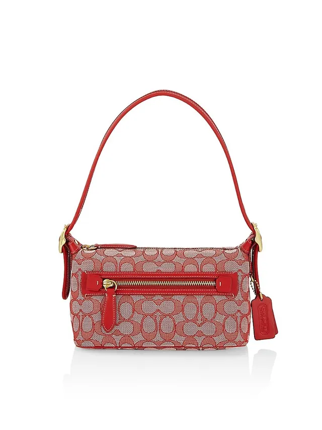 Coach Signature Logo Jacquard Demi Shoulder Bag - Sport Red