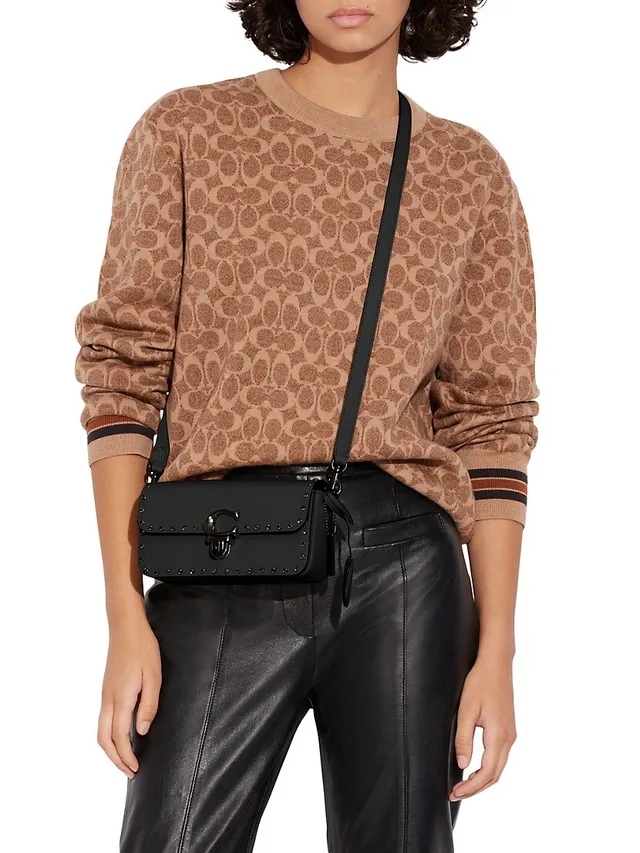 Heart Studs Quilted Faux Leather Top-Handle Bag