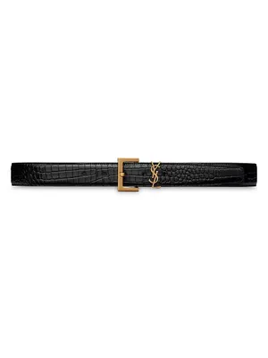 cassandre belt with square buckle in shiny box saint laurent leather