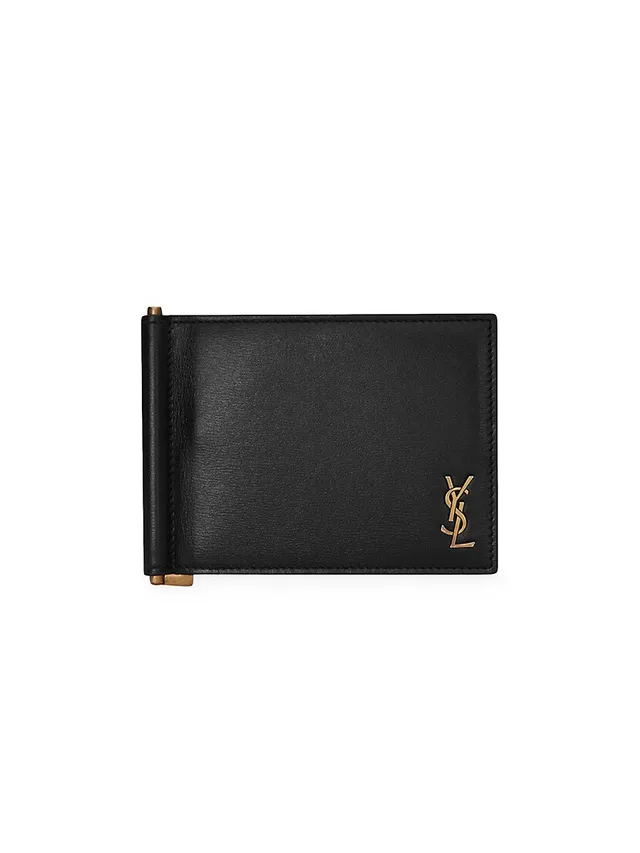 LE MONOGRAMME Bill clip wallet in CASSANDRE CANVAS AND SMOOTH LEATHER, Saint Laurent