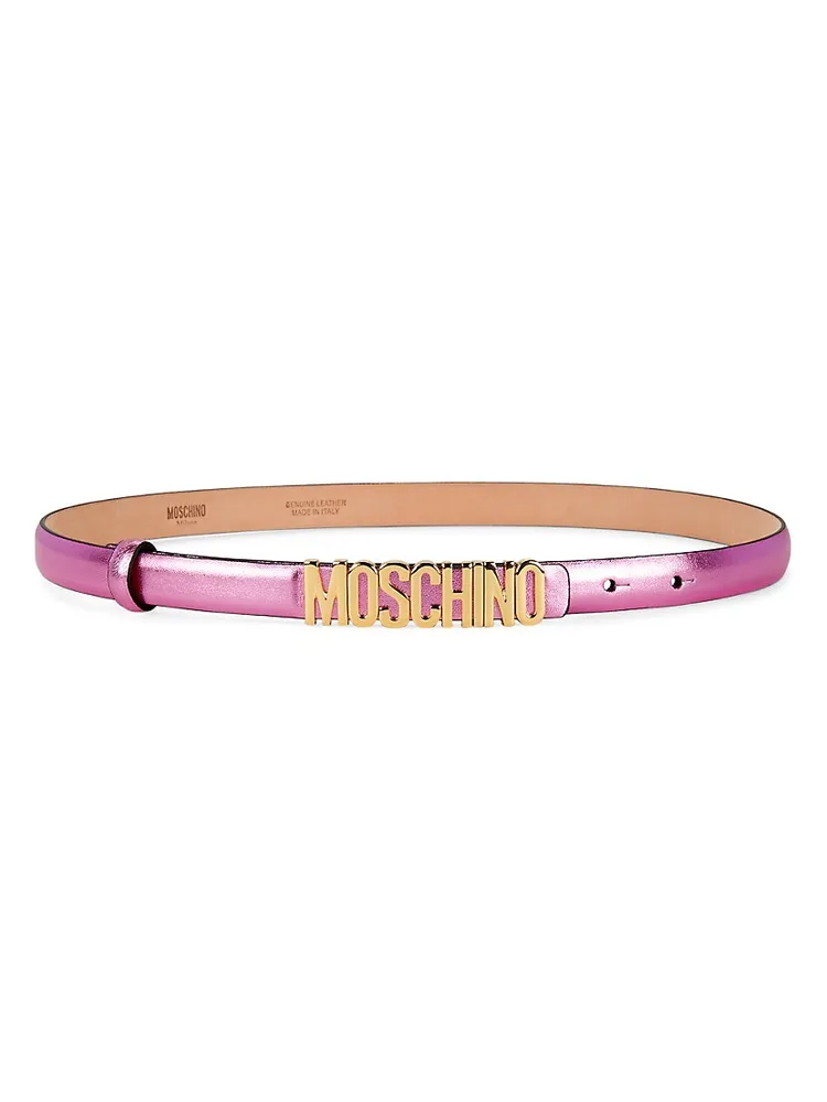 Moschino Logo Skinny Leather Belt