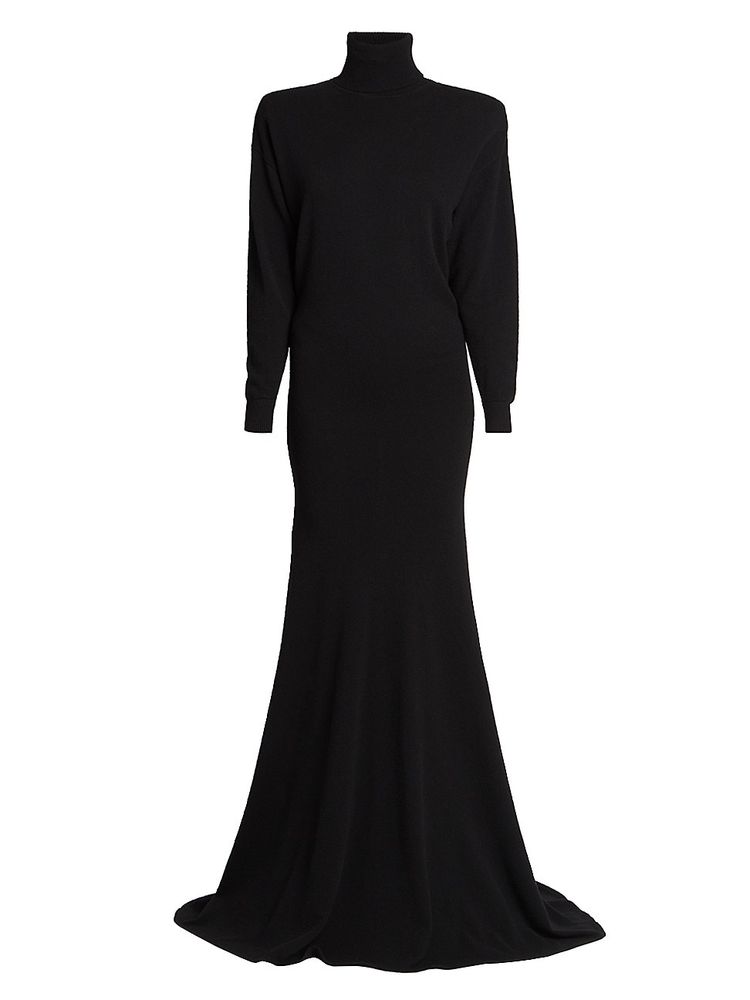 black turtleneck evening gown
