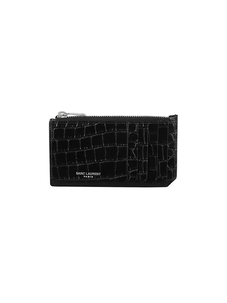 Saint Laurent Tiny Cassandre Continental Wallet In Crocodile-Embossed Matte Leather - Black - Men