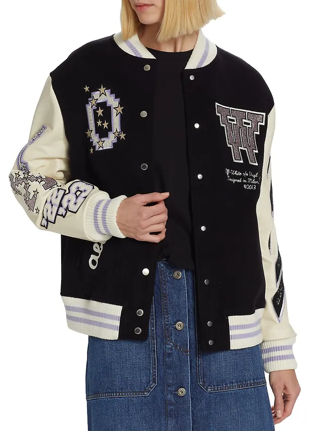 Off-White Embroidered Patch Liberty Varsity Jacket in 2023