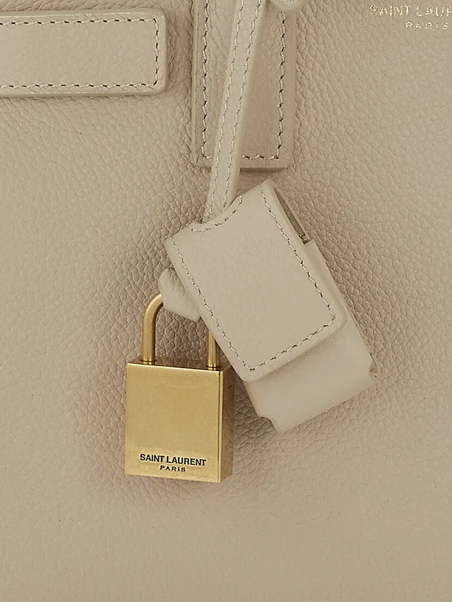 Saint Laurent Nano Sac de Jour Leather Top Handle Bag Sea Salt