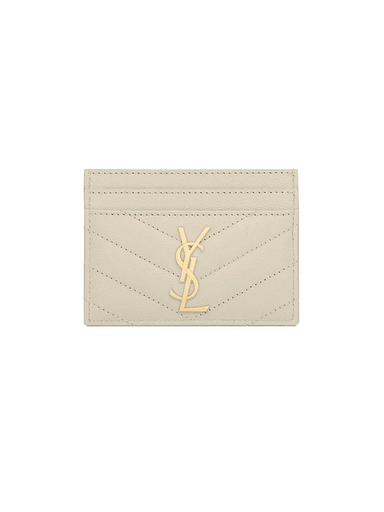 Saint Laurent Cassandre Fragments Zipped Card Case In Lambskin - Black - Women