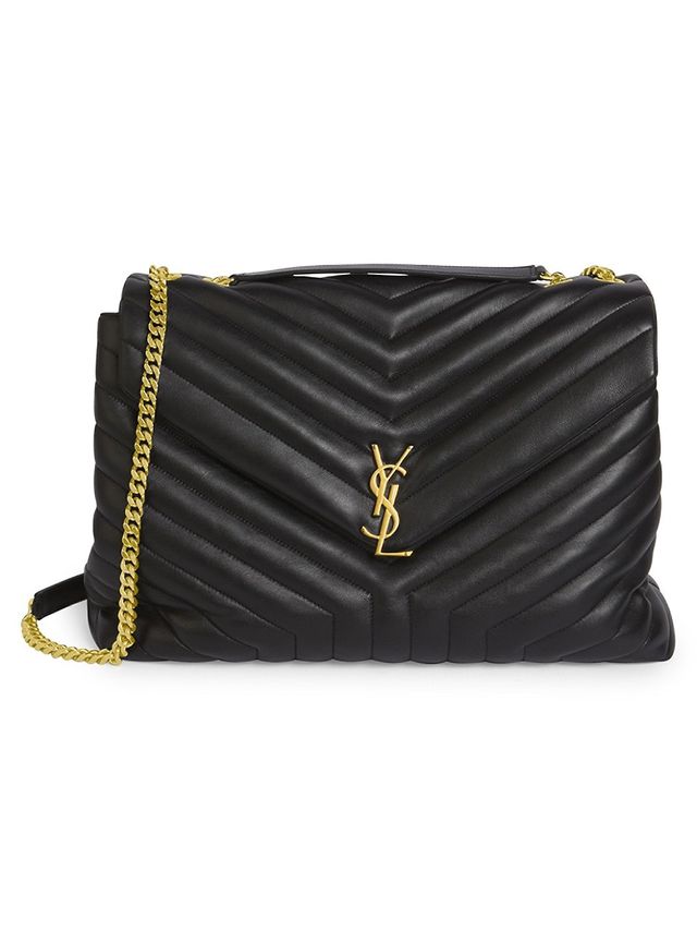 Saint Laurent Large Loulou Matelassé Leather Shoulder Bag in Nero/Nero