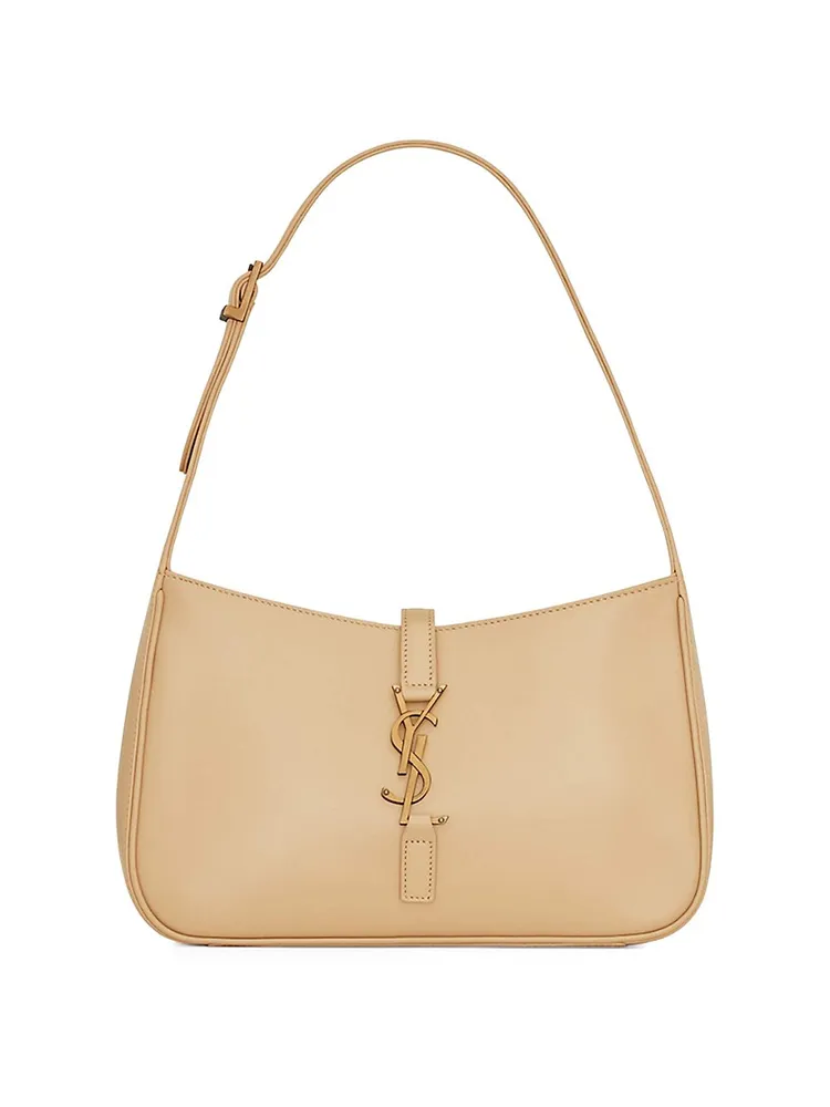 Saint Laurent Le 5 A 7 Mini Calfskin Hobo Bag Soft Crema