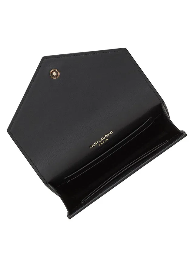 Saint Laurent Ysl Monogram Flap Card Case Holder In Nero