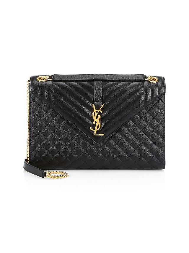 Saint Laurent Large Loulou Matelassé Leather Shoulder Bag in Nero/Nero