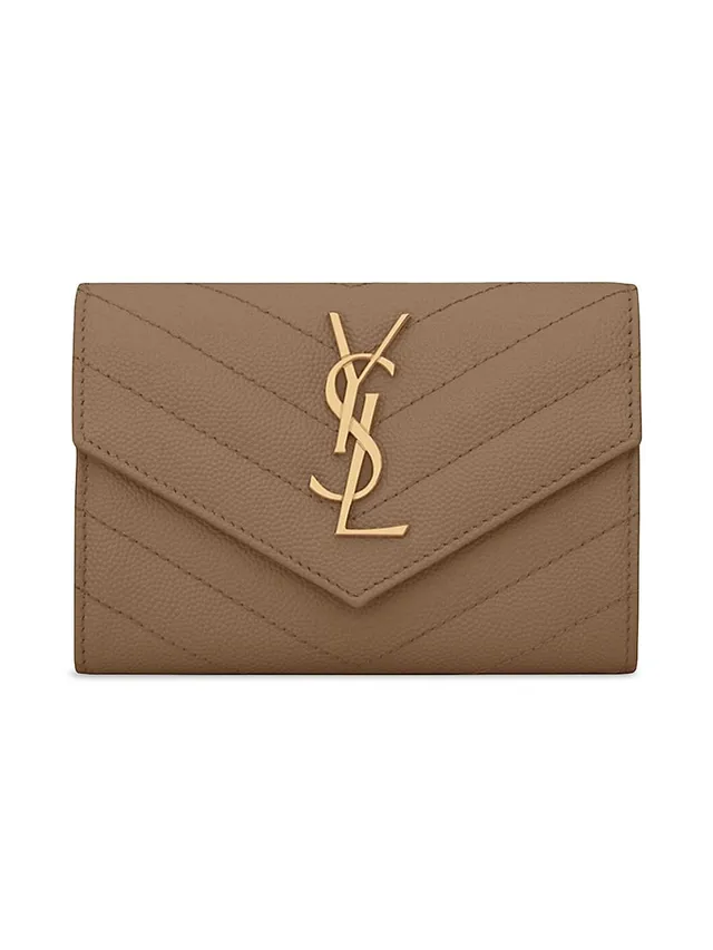 Saint Laurent Cassandre Matelassé Multi-folded Wallet In Grain De