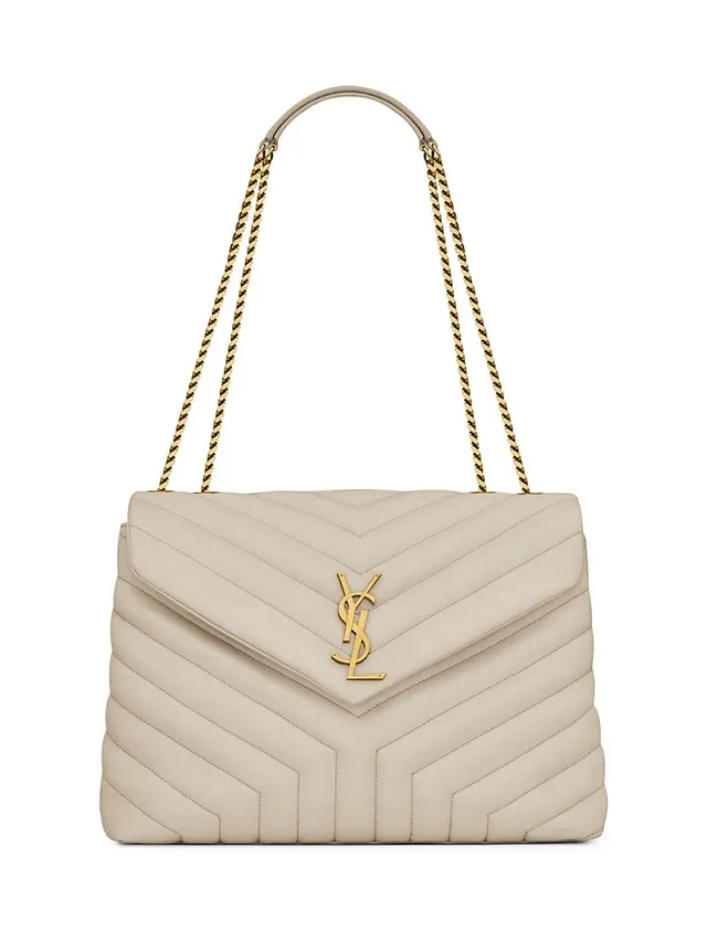 Sunset Medium Chain Bag In Crocodile-Embossed Shiny Leather Blanc