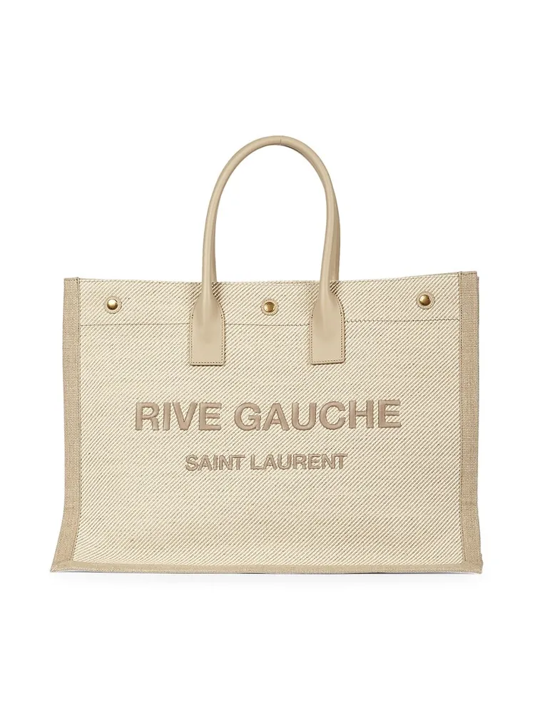 Saint Laurent Men's North/South Rive Gauche Canvas Tote Bag