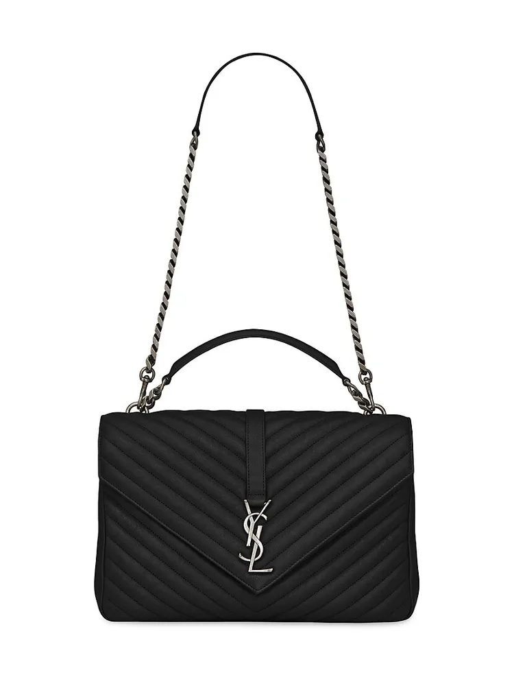 Saint Laurent College Large Chain Bag In Quilted Leather