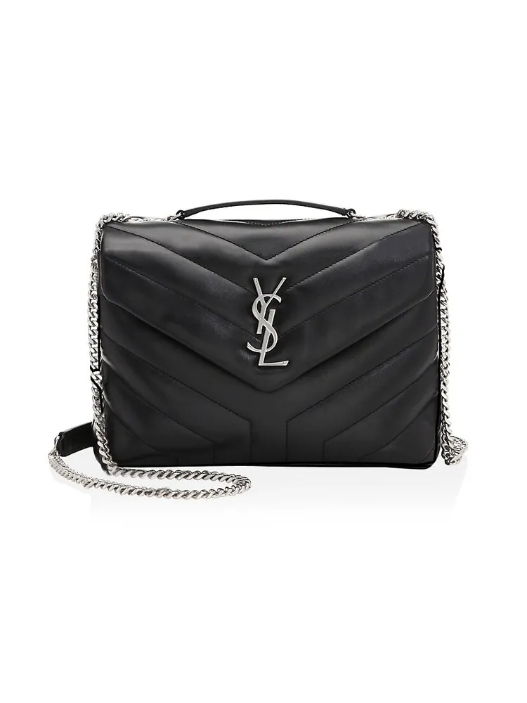 SAINT LAURENT Black Quilted Leather LouLou Large Chain Shoulder