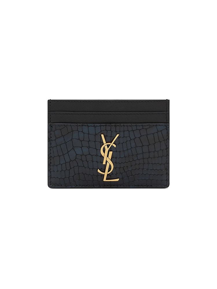 cassandre card case in crocodile-embossed shiny leather