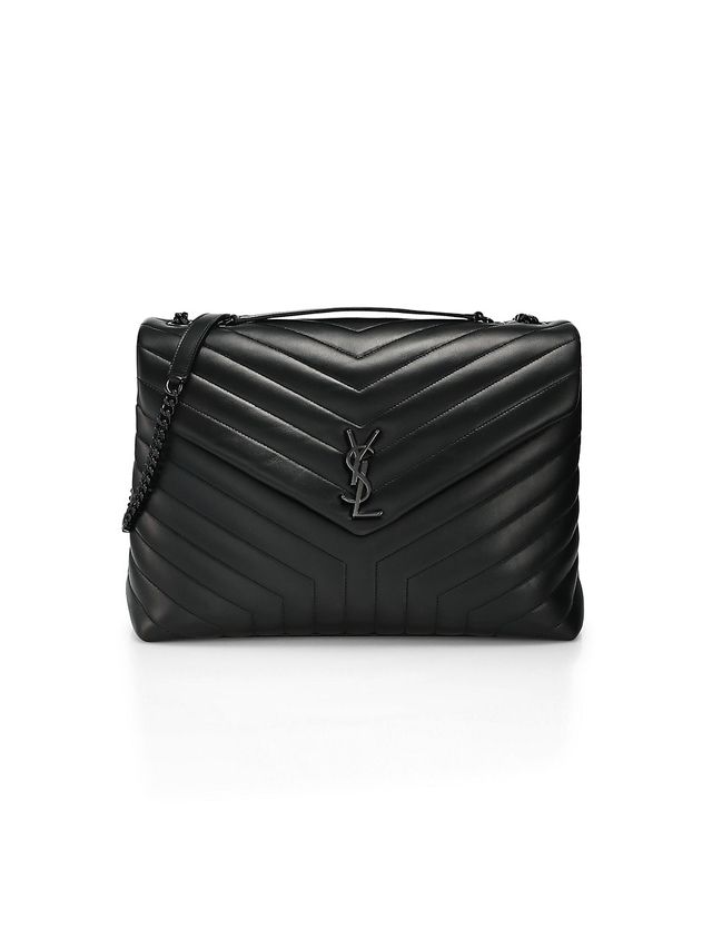 Saint Laurent Large Loulou Matelassé Leather Shoulder Bag in Nero/Nero