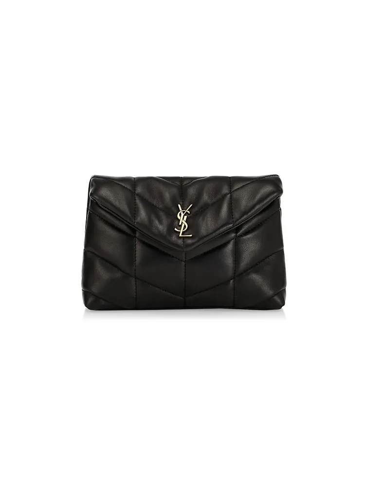 SAINT LAURENT Puffer small quilted leather clutch