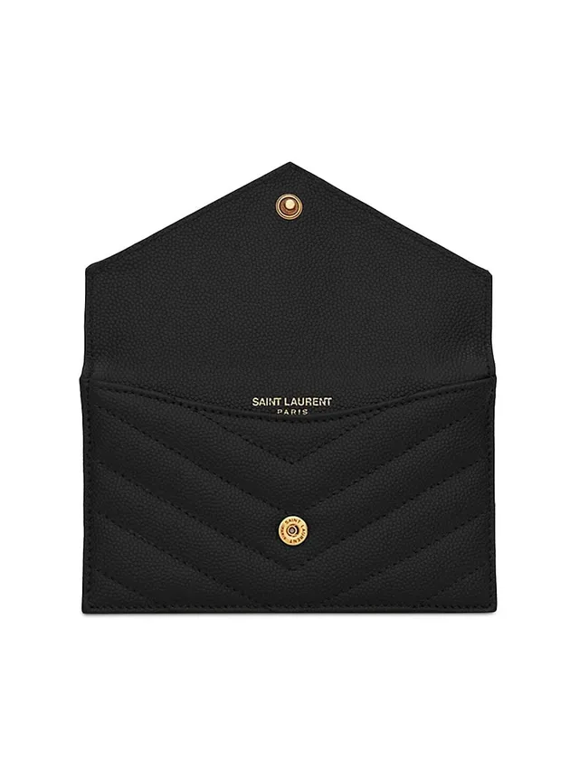 Saint Laurent Fragments Ysl Zip Leather Card Case In Crema Soft