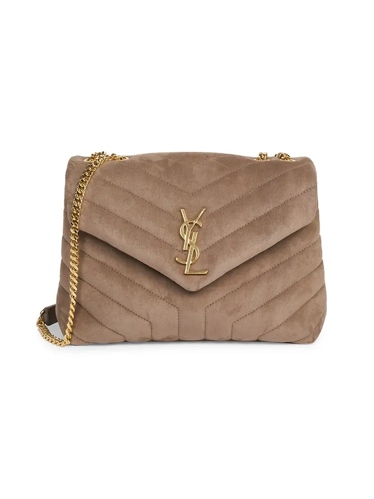 Saint Laurent Loulou Small Quilted Velour Chain Shoulder Bag