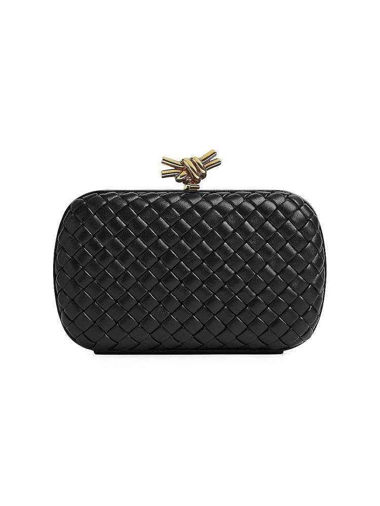 Bottega Veneta Satin Intrecciato Knot Clutch One Size