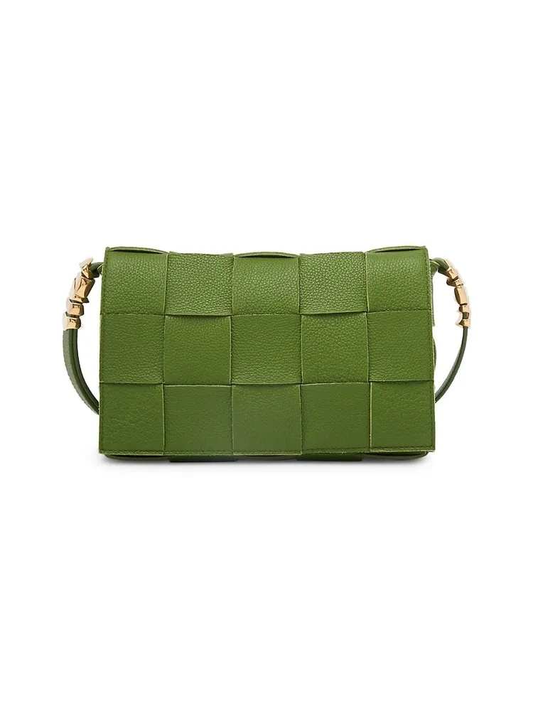 Cassette Leather Shoulder Bag in Green - Bottega Veneta