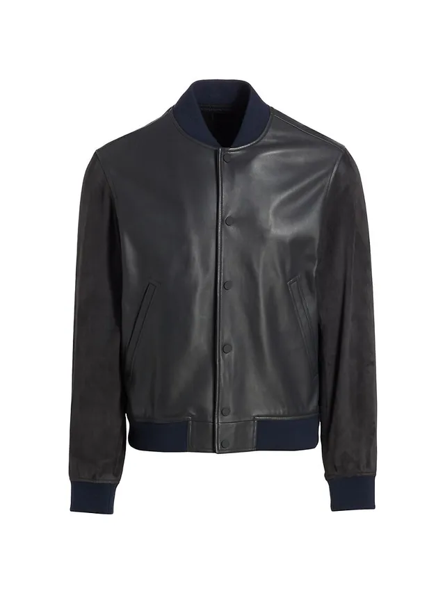 Shop ERL Surfer Leather Bomber Jacket