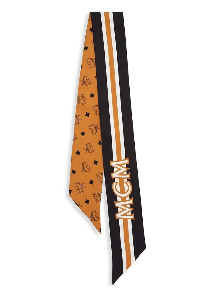 Louis Vuitton Monogram Geometric Bandeau Orange Black Skinny Neck Scarf