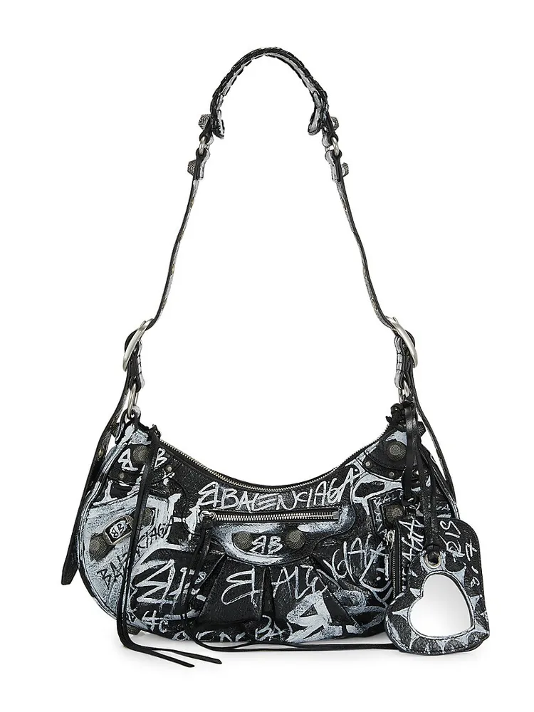 Balenciaga Le Cagole graffiti shoulder bag, Black