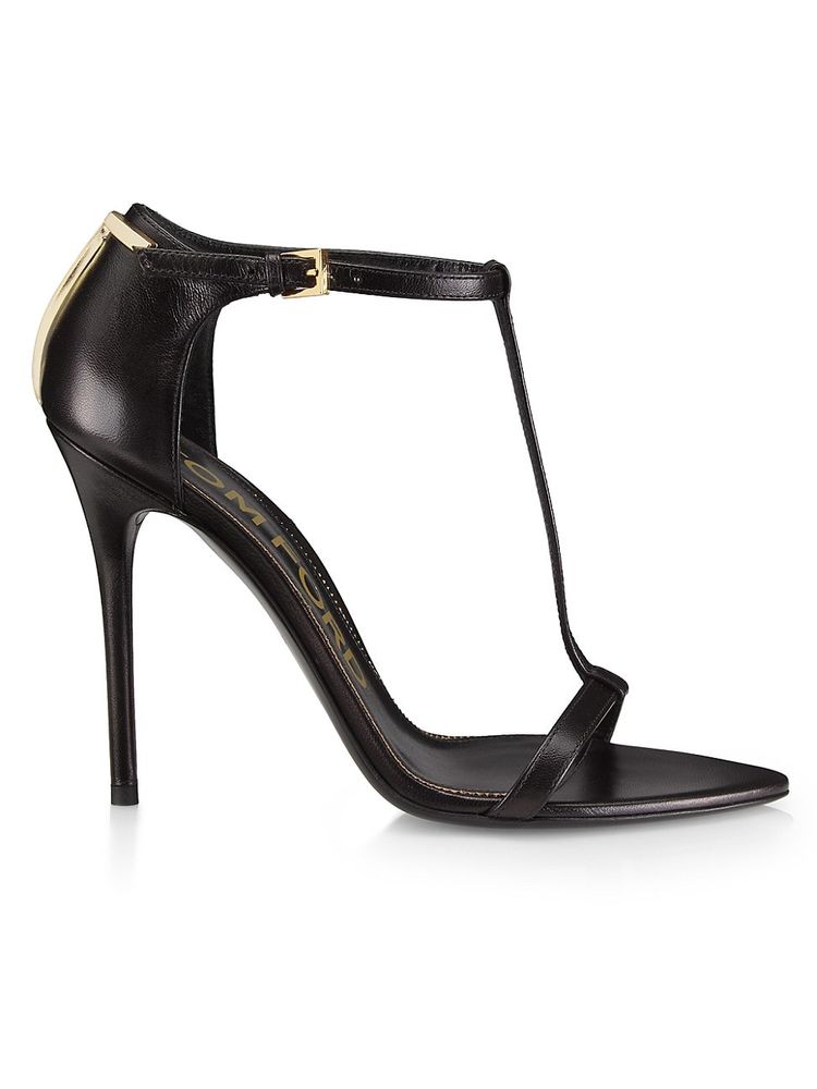 Tom Ford Women's Leather T-Strap Sandals - Black | The Summit