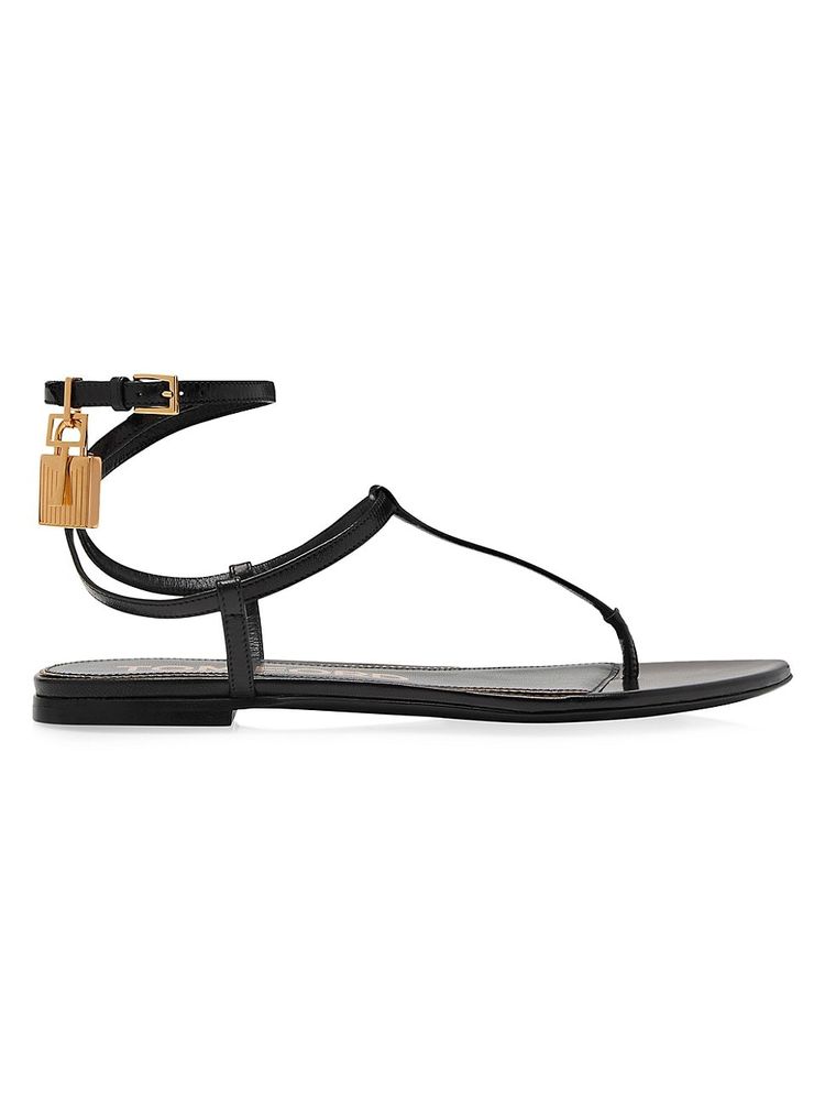 Tom Ford Women's Leather Ankle-Strap Thong Sandals - Black | The Summit