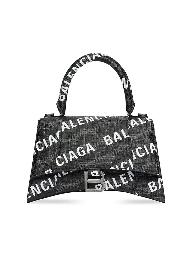 Balenciaga Hourglass XS Handbag With Chain and Allover Logo