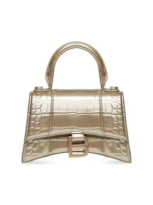 Women's Hourglass Xs Handbag Crocodile Embossed in White