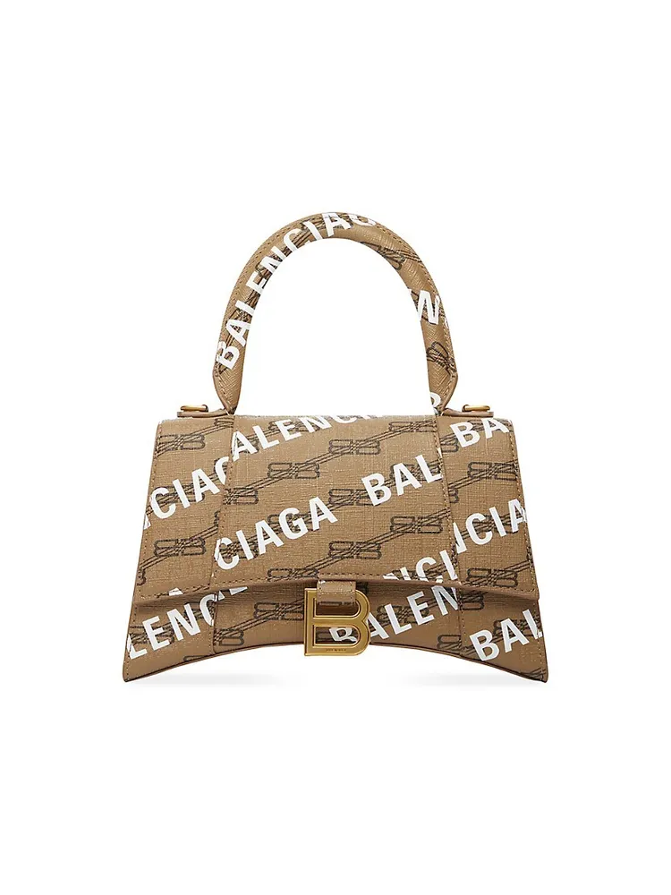 Balenciaga Hourglass XS BB Monogram Coated Canvas Handbag Beige