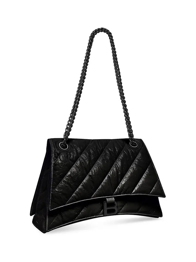 Women's Crush Large Chain Bag Crocodile Embossed in Black