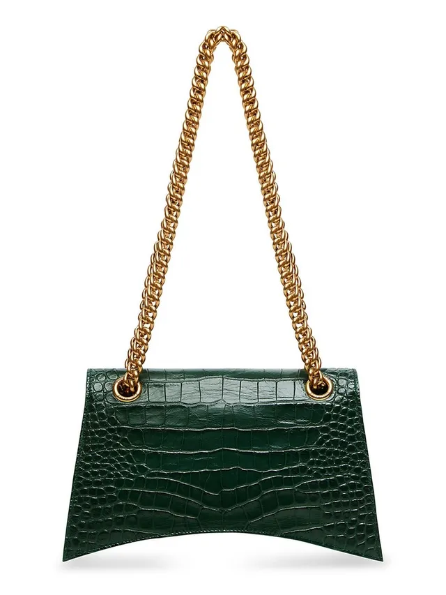Balenciaga Women's Crush Xs Chain Bag Crocodile Embossed - Forest Green