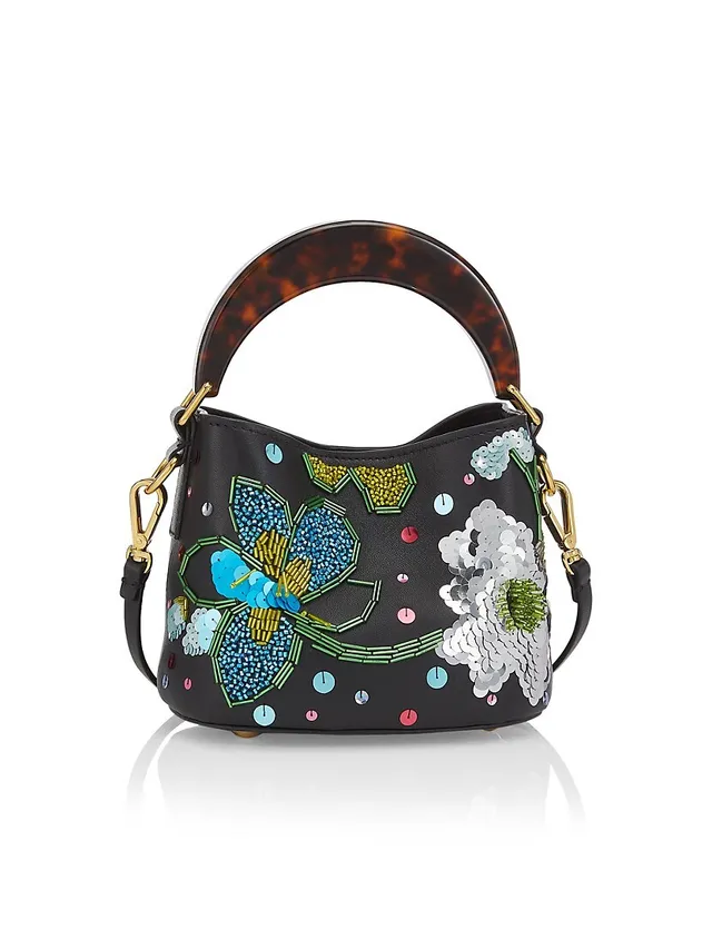 COACH Willow Bucket Bag With Floral Embroidery in Blue