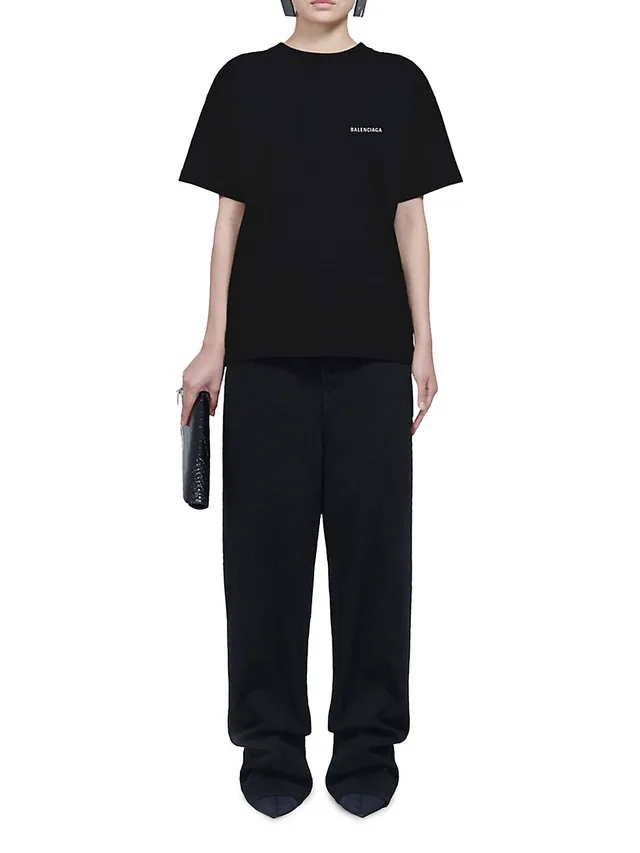 Women's Balenciaga Tab T-shirt Oversized in Black