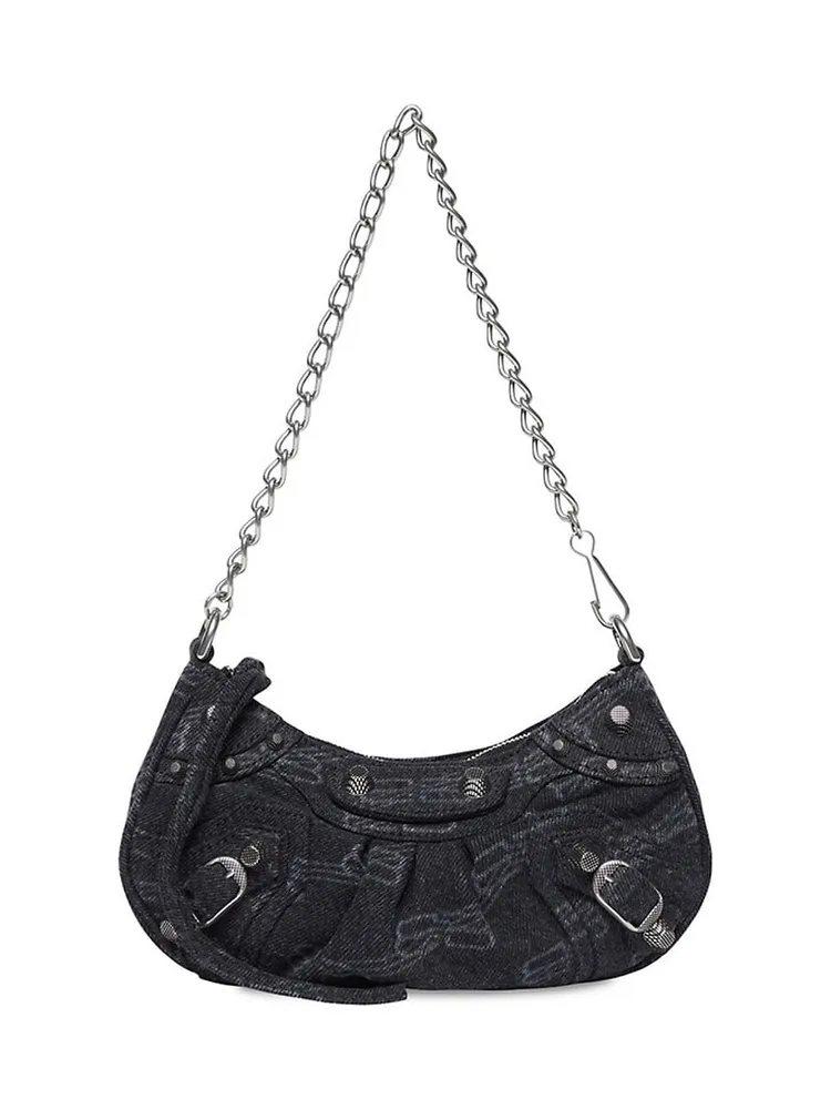 Balenciaga Le Cagole Mini Bag With Chain Bb Monogram Denim