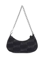 Balenciaga Le Cagole Mini Bag with Chain Bb Monogram Denim - Black - Women's - Cotton