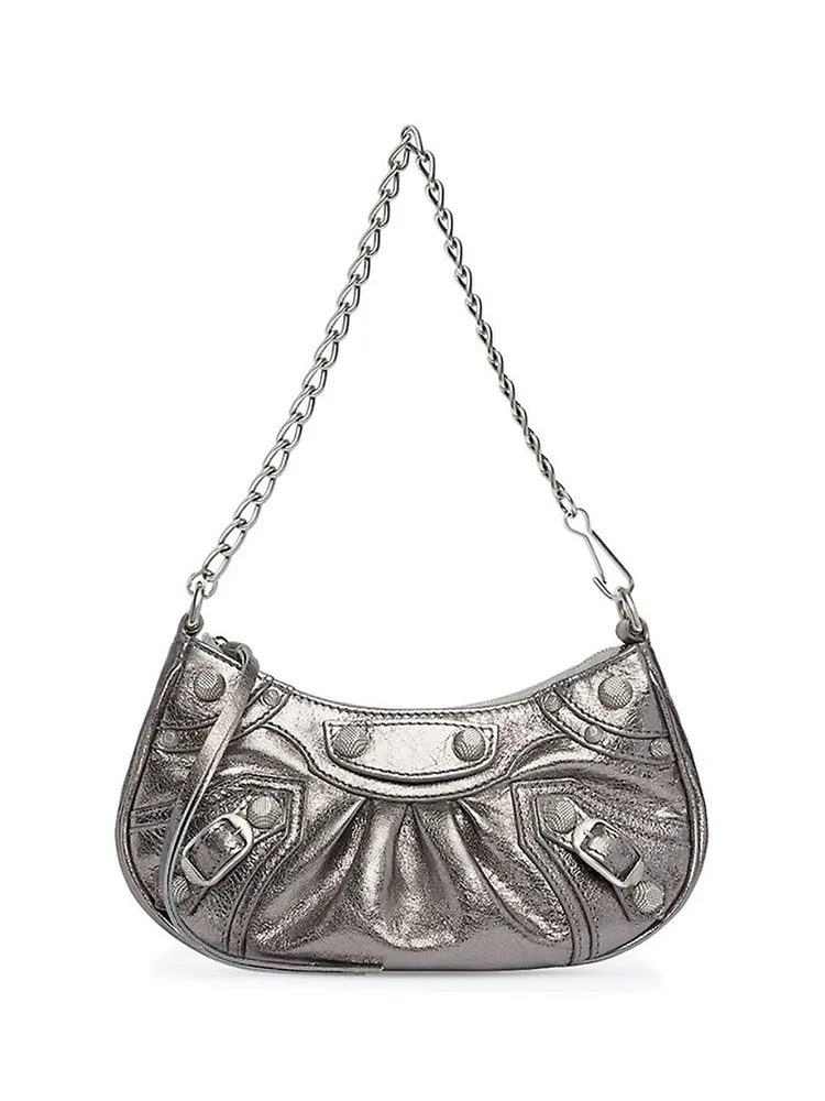 Women's Le Cagole Mini Bag With Chain Crocodile Embossed in White