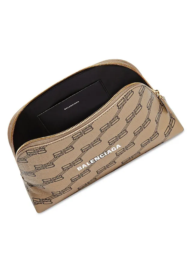 Men's Signature Pouch With Handle Bb Monogram Coated Canvas in Beige