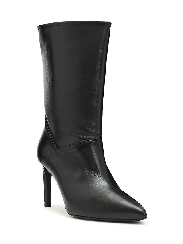 Shop AllSaints Orlana Metallic Embossed Leather Mid-Calf Boots