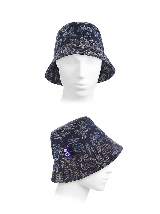 Etro Denim Jacquard Bucket Hat in Navy Blue