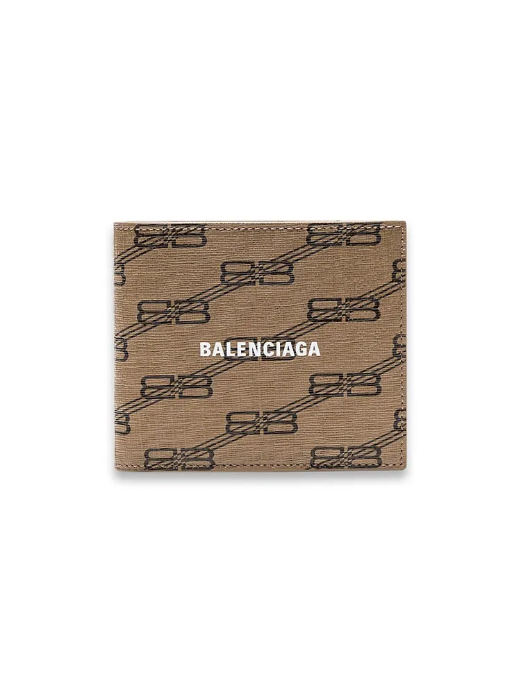 Balenciaga Hourglass Bb Monogram Coated Canvas Chain Wallet