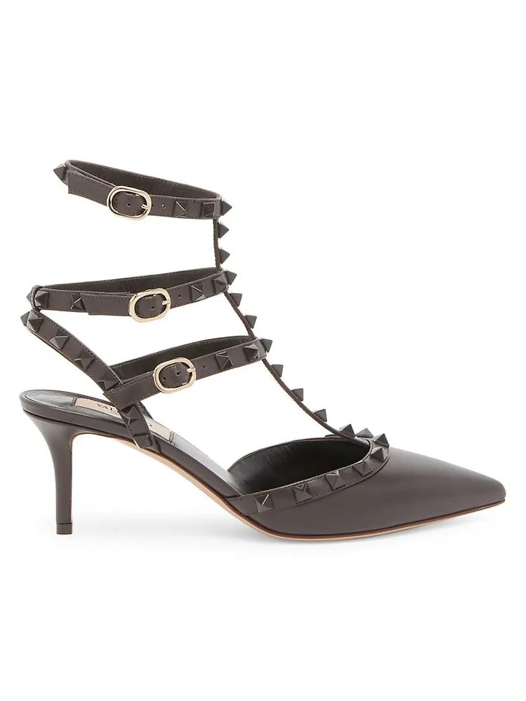 Rockstud Ankle Strap Pump With Tonal Studs 100 for Woman in Black