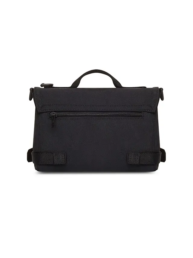 Logo-Embossed Suede-Trimmed Nylon-Ripstop Messenger Bag