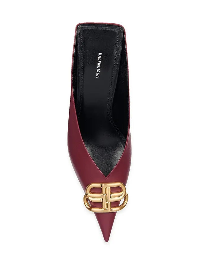 Balenciaga Square Knife Bb Logo-embellished Leather Pumps In Black