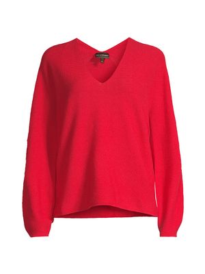 Women's Wool & Cashmere Pullover Sweater - Red